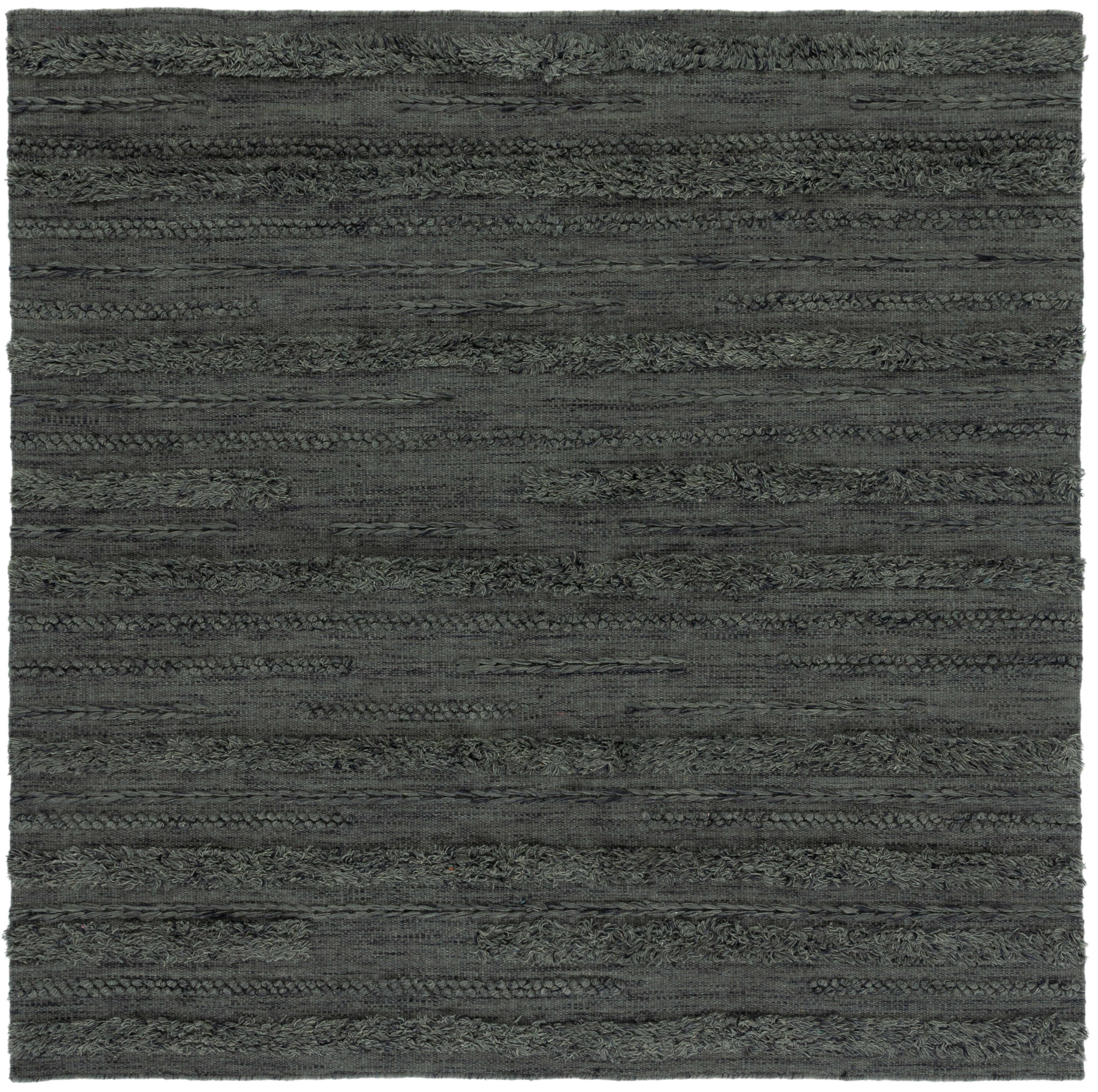 SAFAVIEH Vermont Zavanna Striped Area Rug, Charcoal/Ivory, 6' x 6' Square