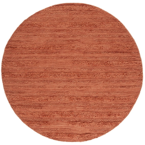 SAFAVIEH Vermont Zavanna Striped Area Rug, Rust/Orange, 4' x 4' Round