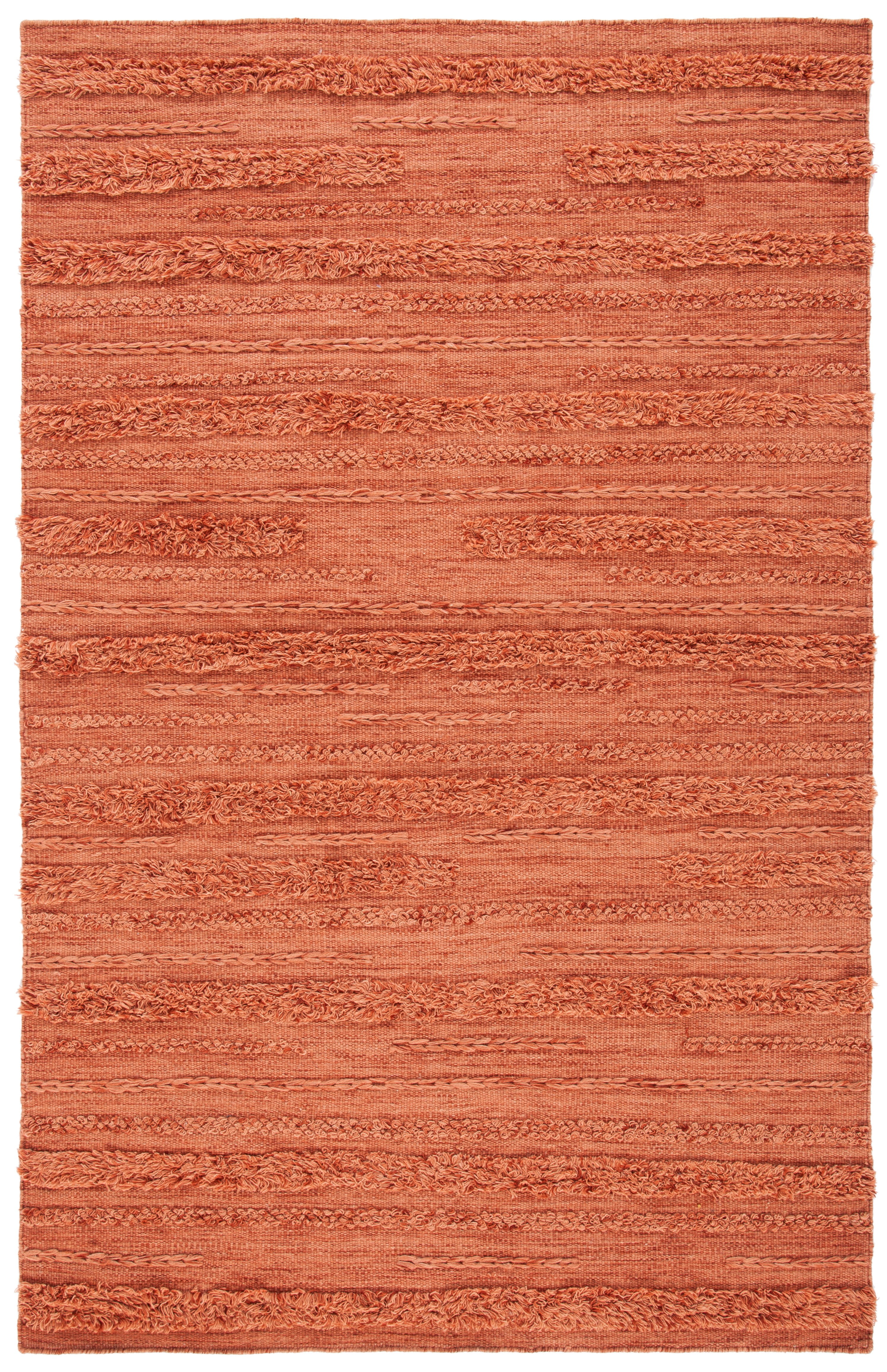 Hand-Knotted Rustic Orange Wool-Cotton Blend 4' x 6' Area Rug