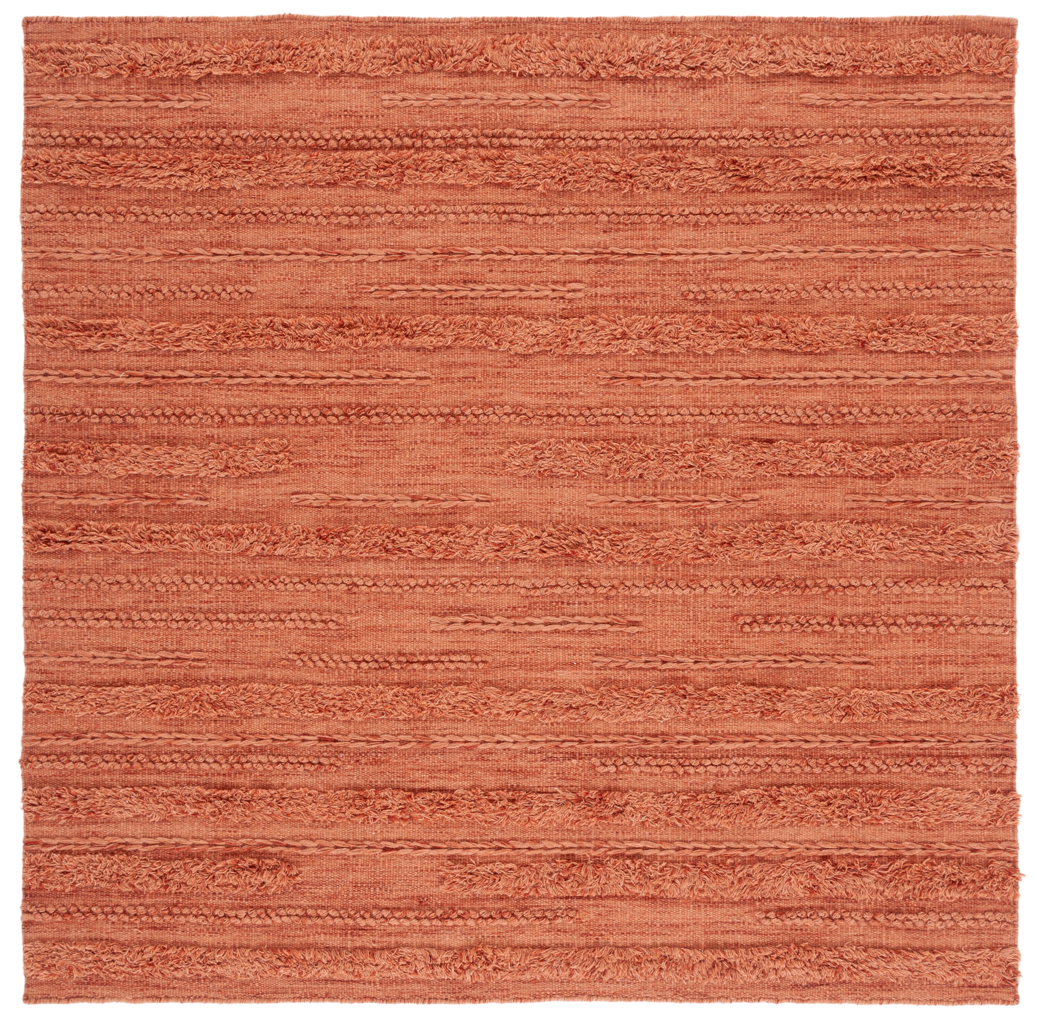 Vermont 6' Square Rust and Orange Wool Cotton Rug