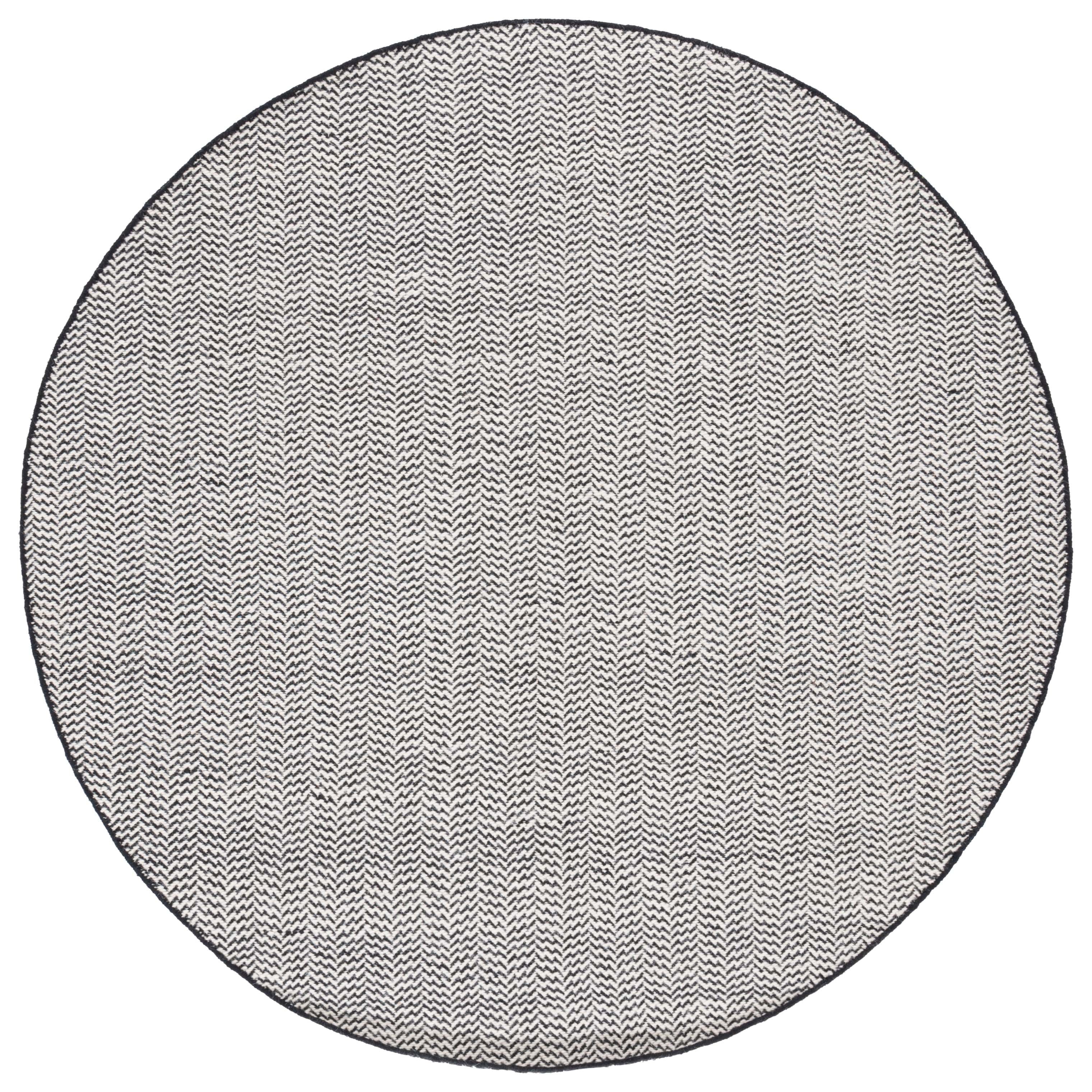 SAFAVIEH Vermont Zavia Chevron Area Rug, Black/Ivory, 6' x 6' Round