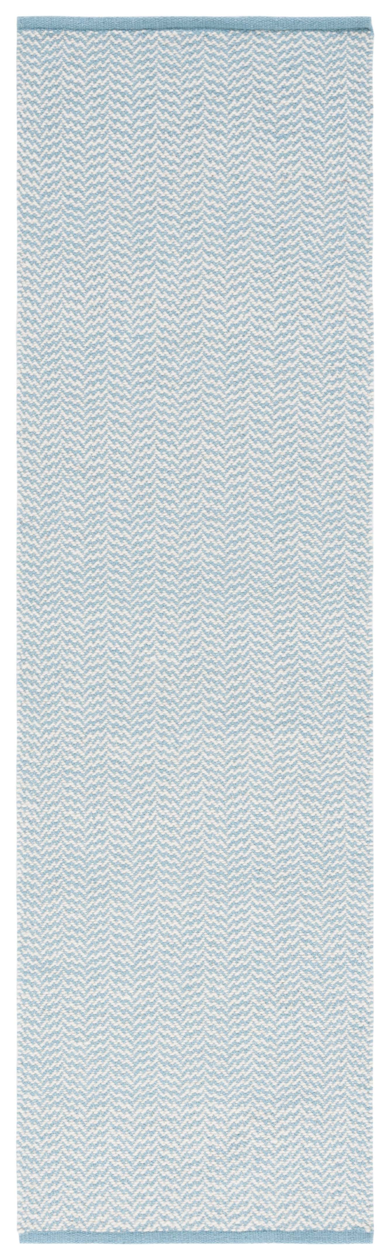 Teal and Ivory Hand-knotted Wool Runner Rug