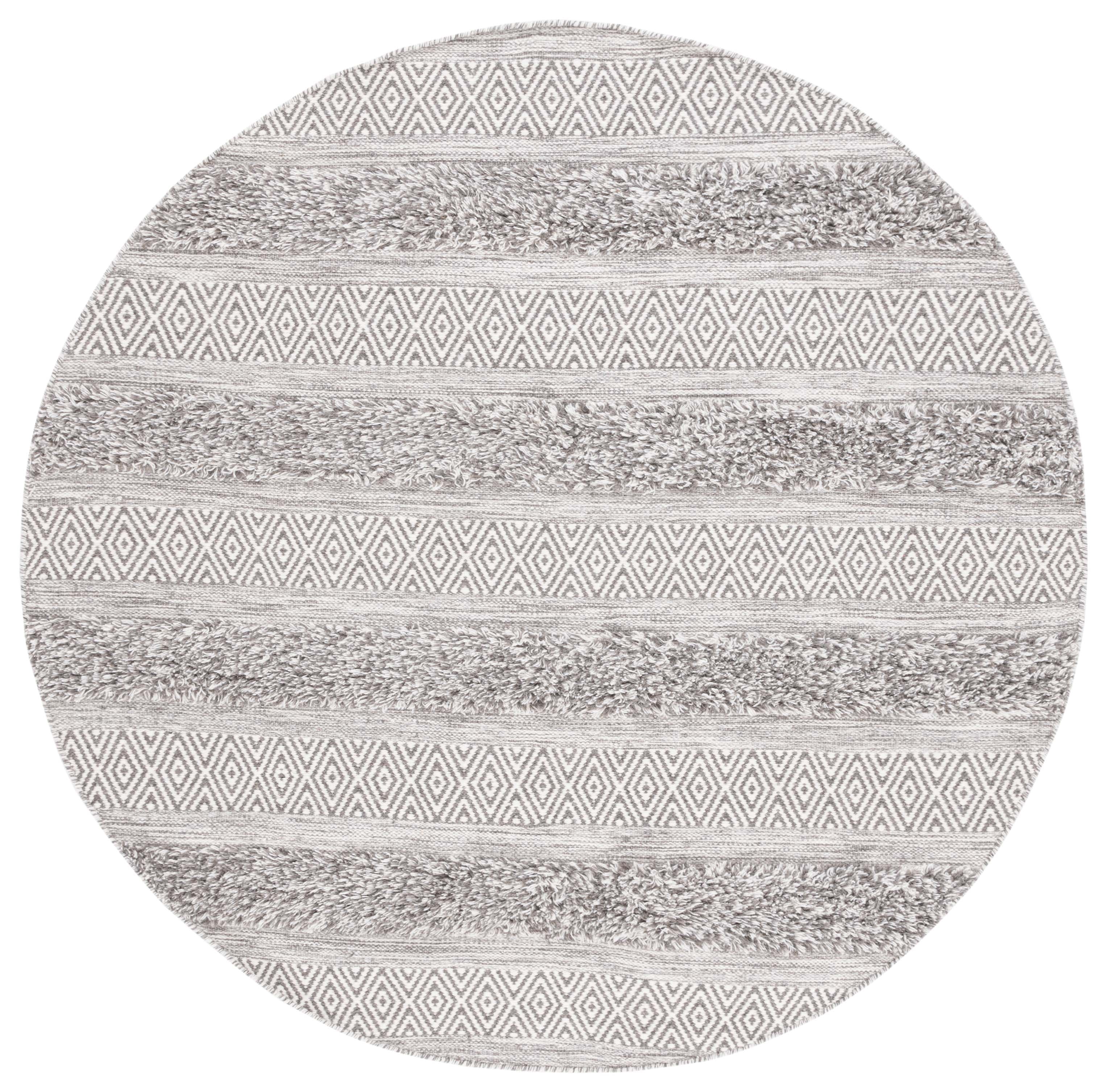 SAFAVIEH Vermont Zavier Stripe Area Rug, Brown/Ivory, 6' x 6' Round