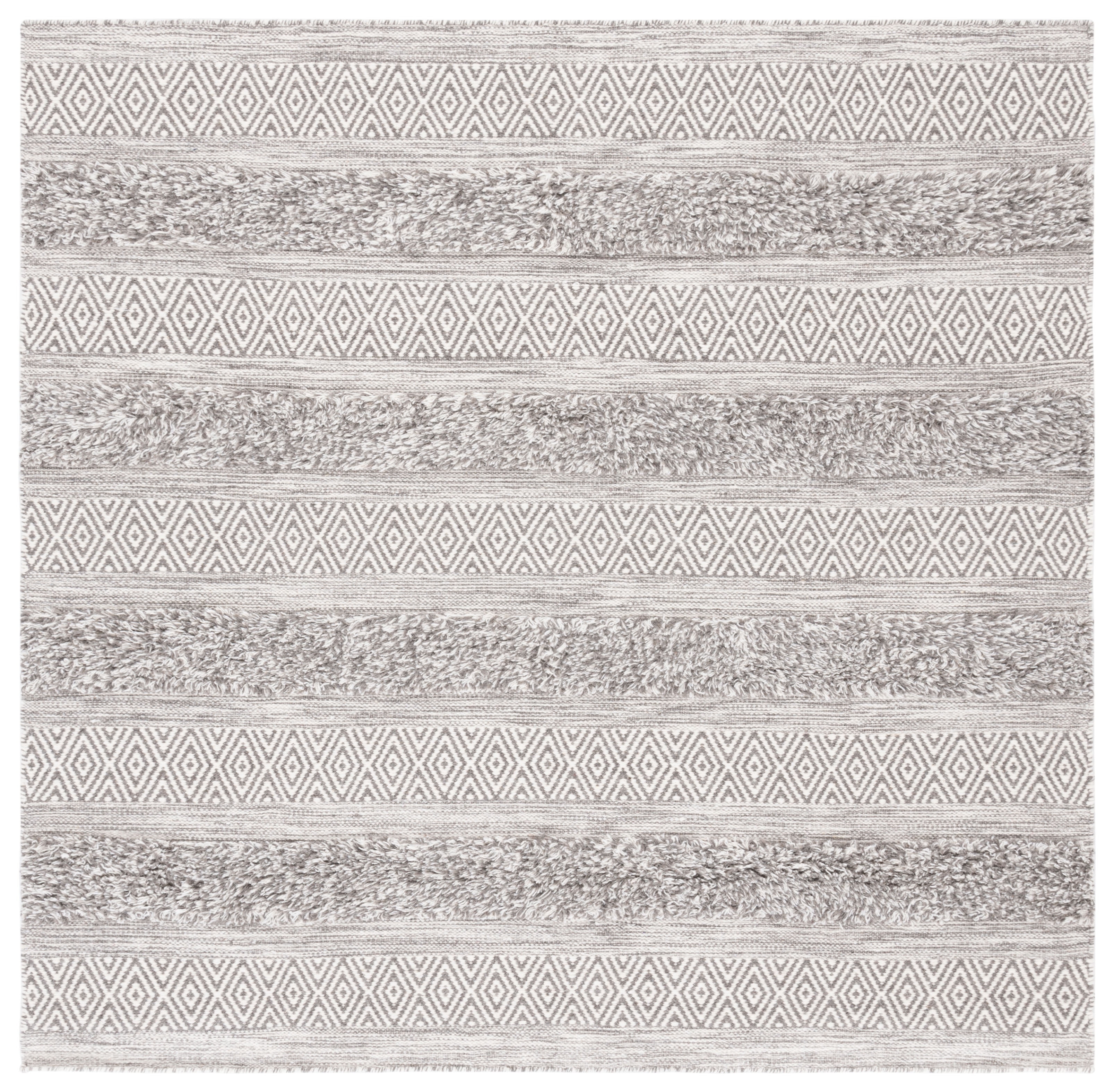 SAFAVIEH Vermont Zavier Stripe Area Rug, Brown/Ivory, 6' x 6' Square