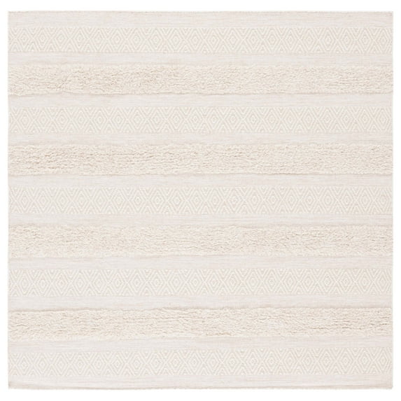 SAFAVIEH Vermont Zavier Stripe Area Rug, Ivory/Beige, 6' x 6' Square
