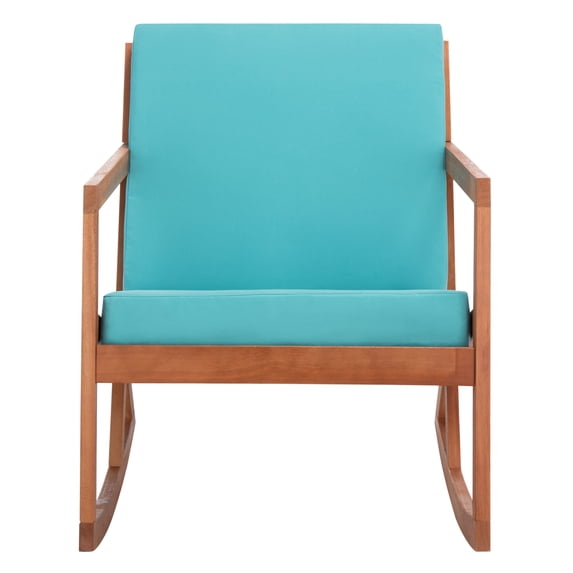 SAFAVIEH Vernon Outdoor Patio Rocking Chair, Natural/Aqua