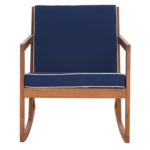 SAFAVIEH Vernon Outdoor Patio Rocking Chair, Natural/Navy