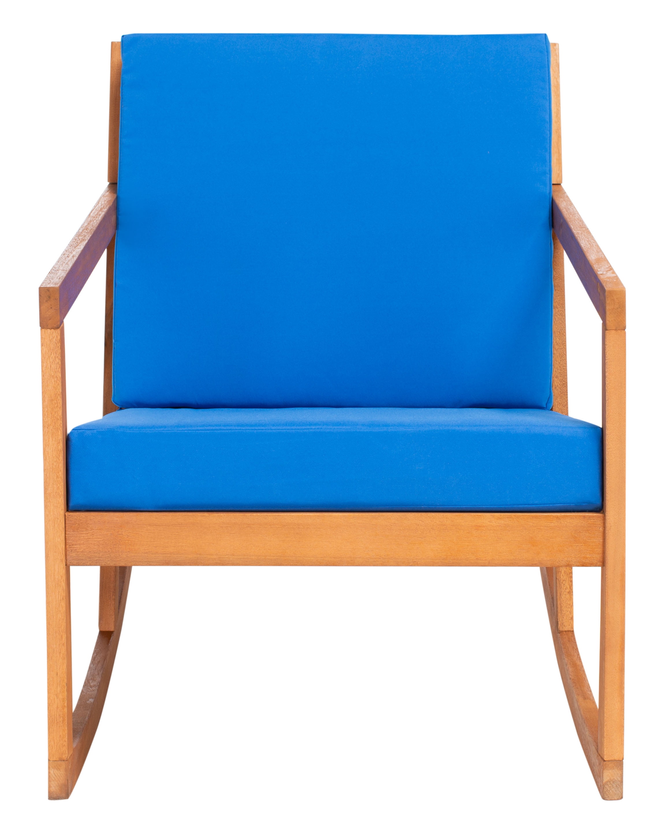 SAFAVIEH Vernon Outdoor Patio Rocking Chair, Natural/Royal Blue