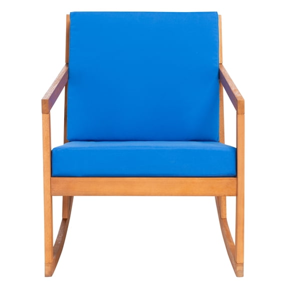 SAFAVIEH Vernon Outdoor Patio Rocking Chair, Natural/Royal Blue