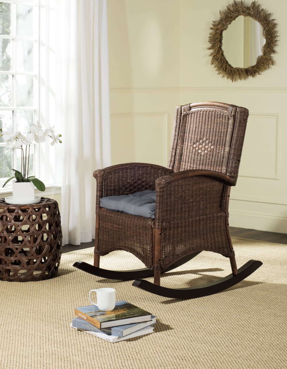 Safavieh, Verona Rocking Chair, 25x35.4x40, Brown with Rattan Sides ...