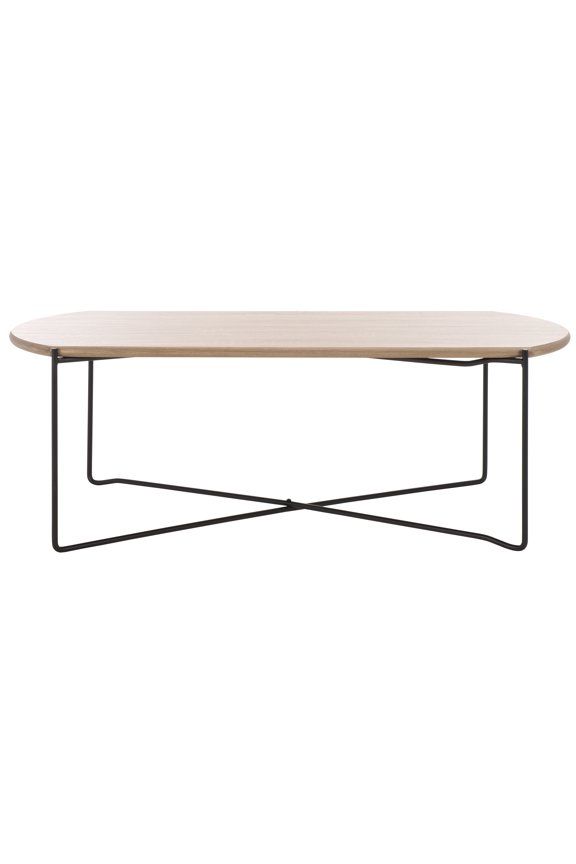 Vickie Glam Wood Coffee Table, Light Grey Oak/Black