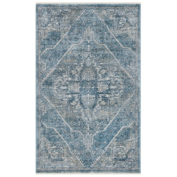 SAFAVIEH Victoria Annandale Distressed Floral Area Rug, 3' x 5', Blue/Grey
