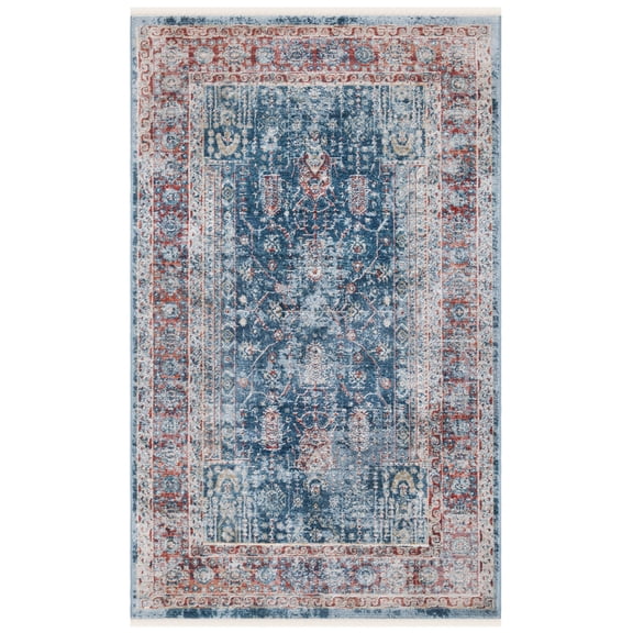SAFAVIEH Victoria Bethanie Floral Bordered Area Rug, 3' x 5', Navy/Red