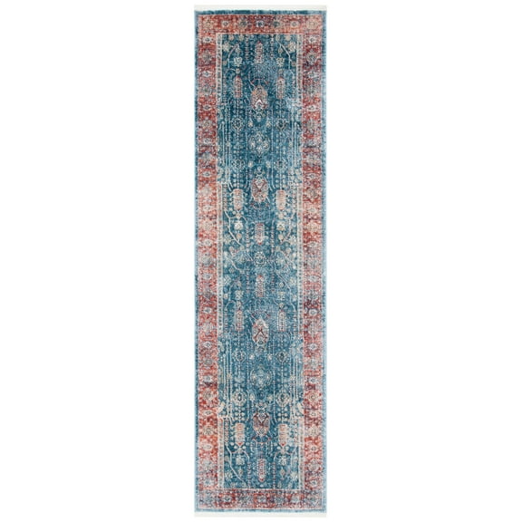 SAFAVIEH Victoria Bethanie Floral Bordered Runner Rug, Navy/Red, 2'2" x 12'