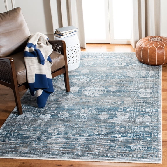 SAFAVIEH Victoria Bristol Distressed Floral Area Rug, Blue/Ivory, 3' x 5'