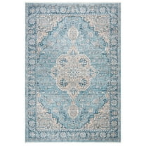 SAFAVIEH Victoria Jackalyn Floral Bordered Area Rug, Blue/Grey, 5' x 8'