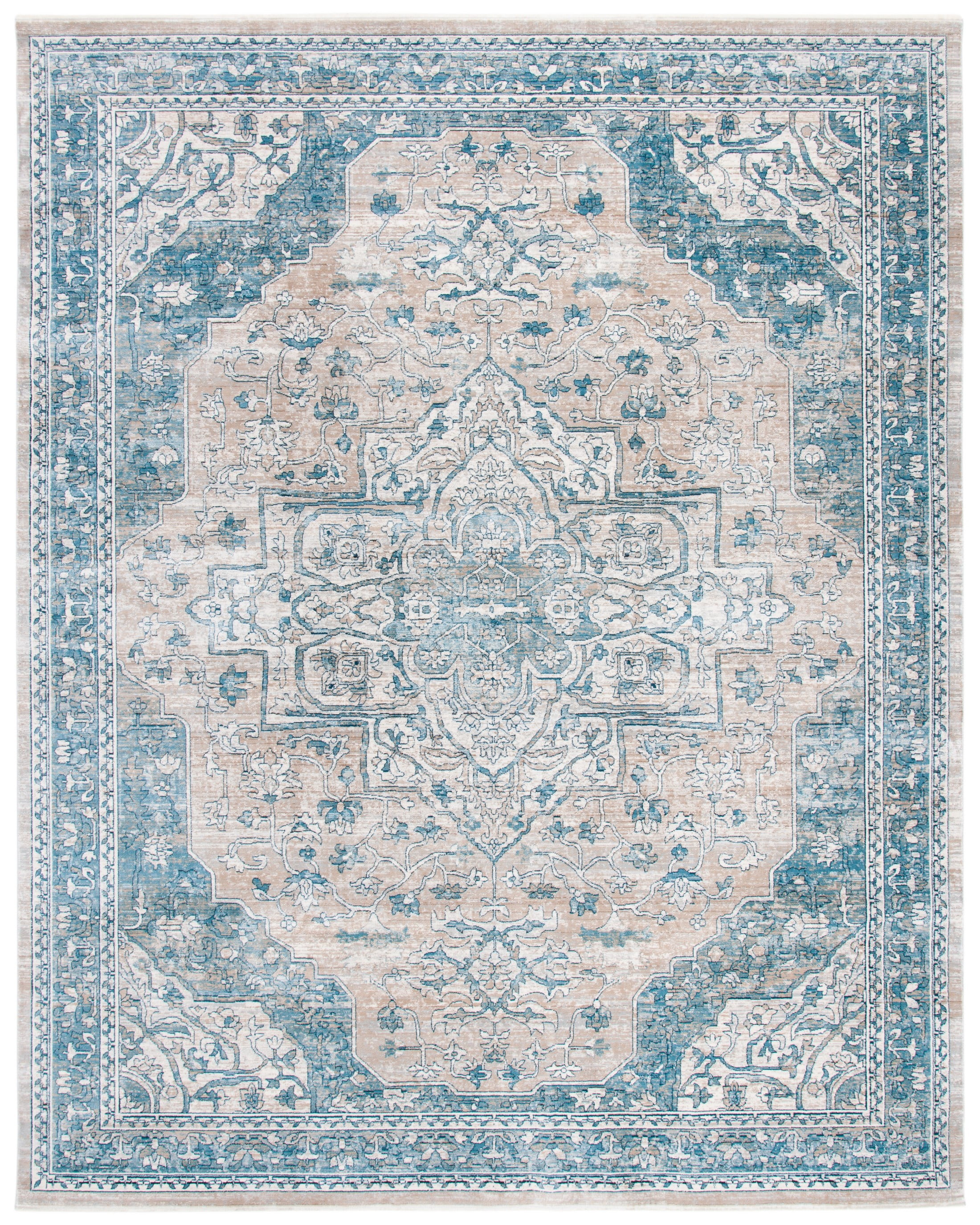 SAFAVIEH Victoria Lorraine Floral Bordered Area Rug, 12' x 16', Blue/Grey