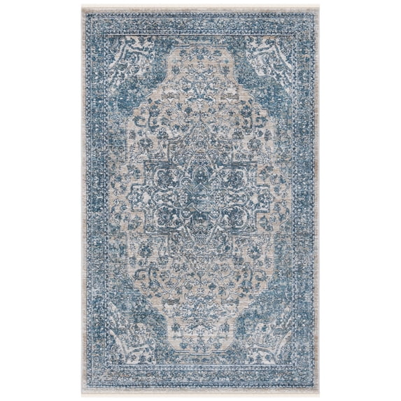 SAFAVIEH Victoria Lorraine Floral Bordered Area Rug, Blue/Grey, 2'2" x 4'