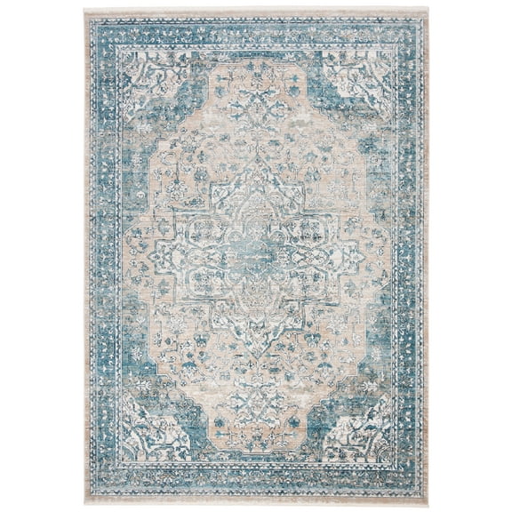 SAFAVIEH Victoria Lorraine Floral Bordered Area Rug, Blue/Grey, 5' x 8'