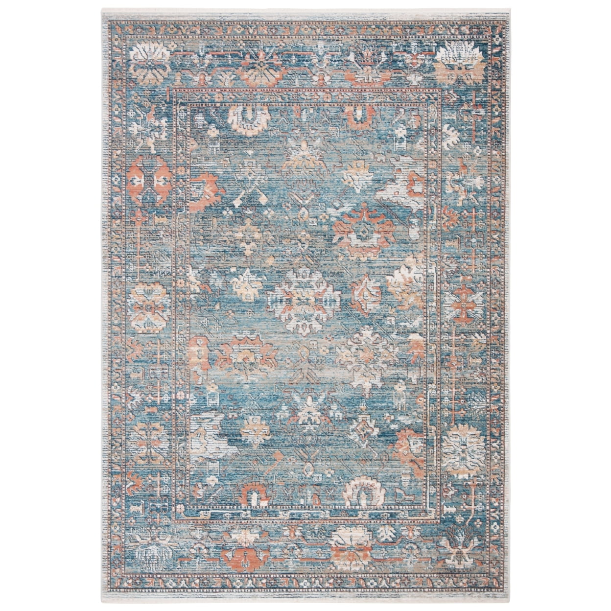 SAFAVIEH Victoria Michayla Floral Bordered Area Rug, Blue/Ivory, 4' x 6'
