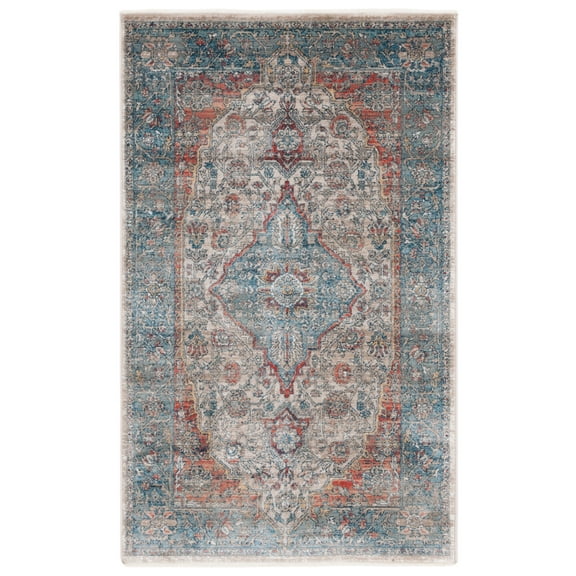 SAFAVIEH Victoria Serafim Floral Bordered Area Rug, 3' x 5', Navy/Ivory
