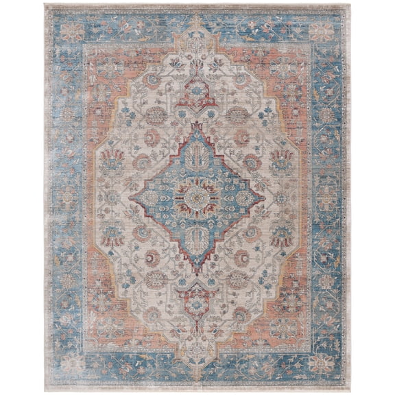 SAFAVIEH Victoria Serafim Floral Bordered Area Rug, Navy/Ivory, 12' x 16'