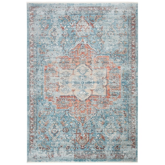 SAFAVIEH Victoria Stephanie Floral Bordered Area Rug, 6' x 9', Navy/Red