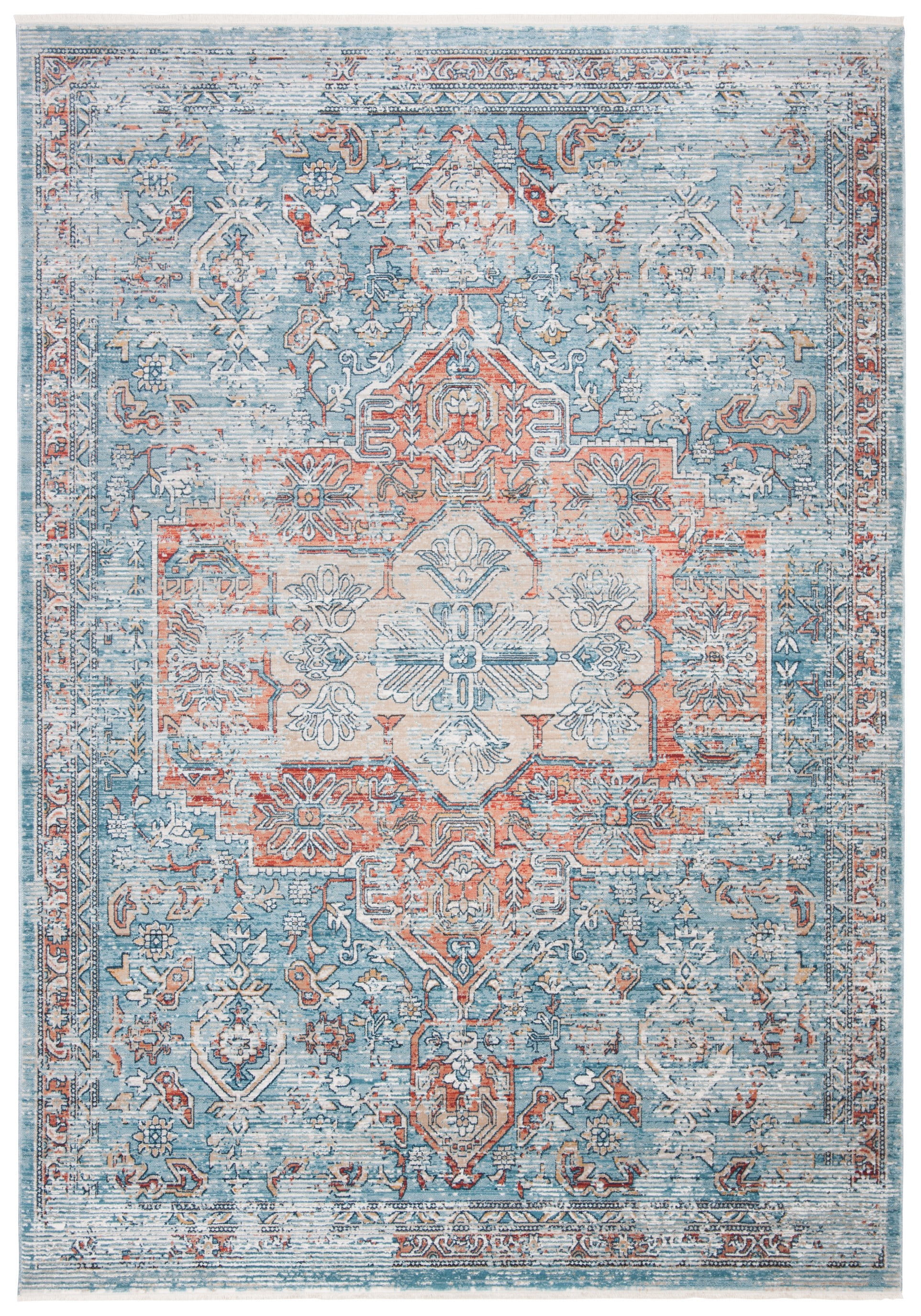 SAFAVIEH Victoria Stephanie Floral Bordered Area Rug, Navy/Red, 12' x 16'