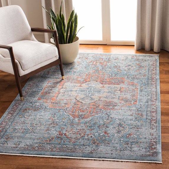 SAFAVIEH Victoria Stephanie Floral Bordered Area Rug, Navy/Red, 4' x 6'