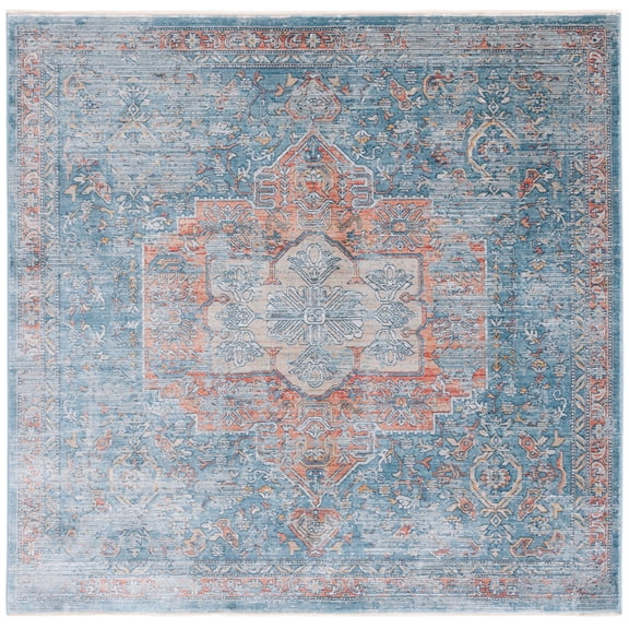 SAFAVIEH Victoria Stephanie Floral Bordered Area Rug, Navy/Red, 6'7" x 6'7" Square
