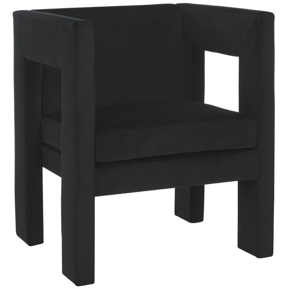 SAFAVIEH Vidar Modern Style Accent Chair, Black Velvet