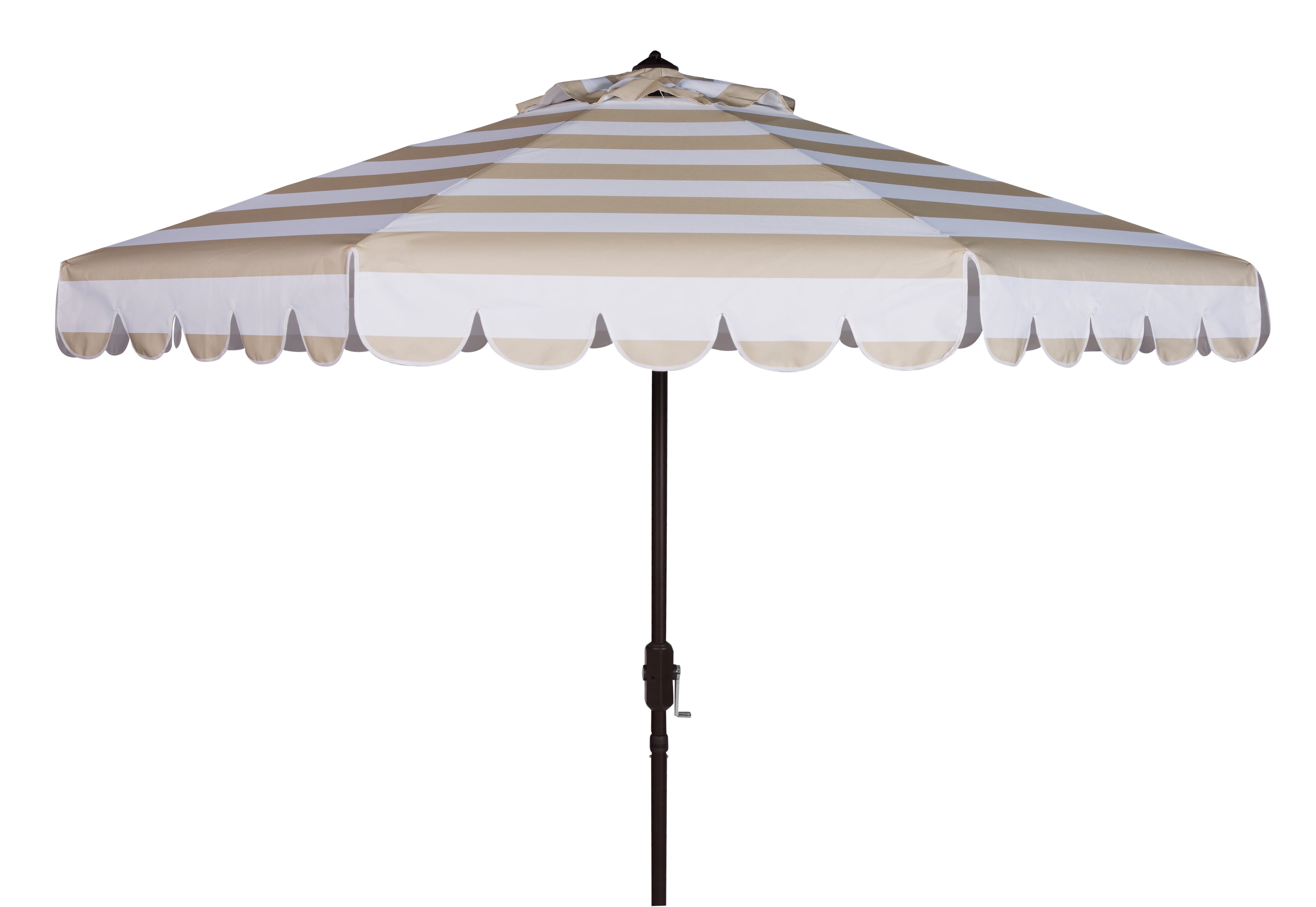 SAFAVIEH Vienna 11' Market Crank Round Patio Umbrella, Beige/White