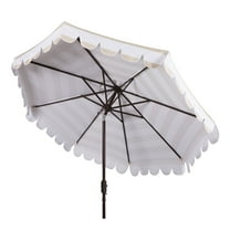 SAFAVIEH Vienna 11' Market Crank Round Patio Umbrella, Beige/White
