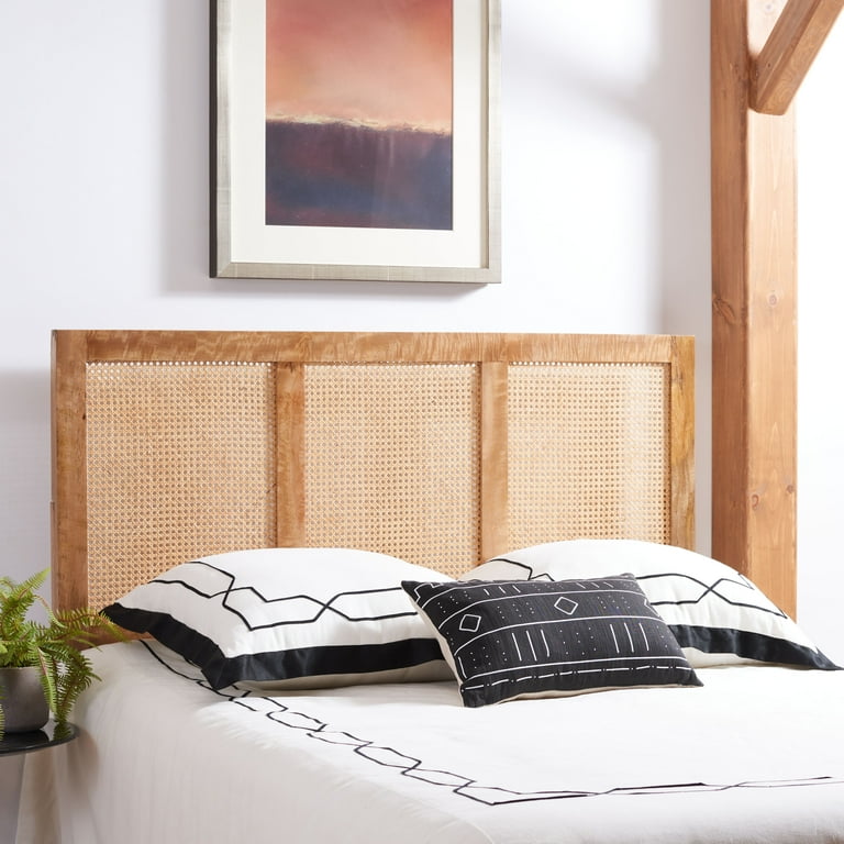 SAFAVIEH Vienna Cane Farmhouse Wood Headboard Queen Natural