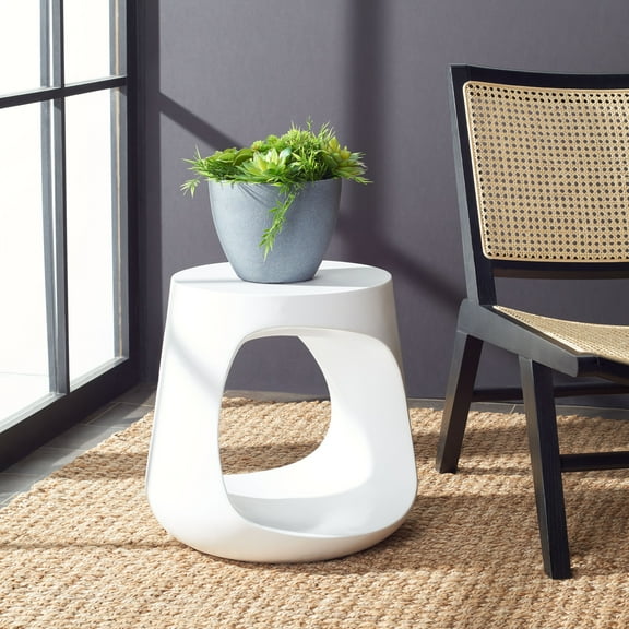SAFAVIEH Vikki Outdoor Patio Concrete Accent Stool, Ivory