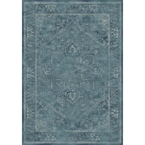 Heirloom Blue Silk-Blend Hand-Knotted Transitional Area Rug