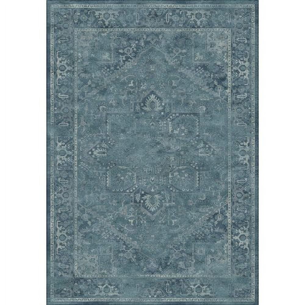 Heirloom Blue Silk-Blend Hand-Knotted Transitional Area Rug