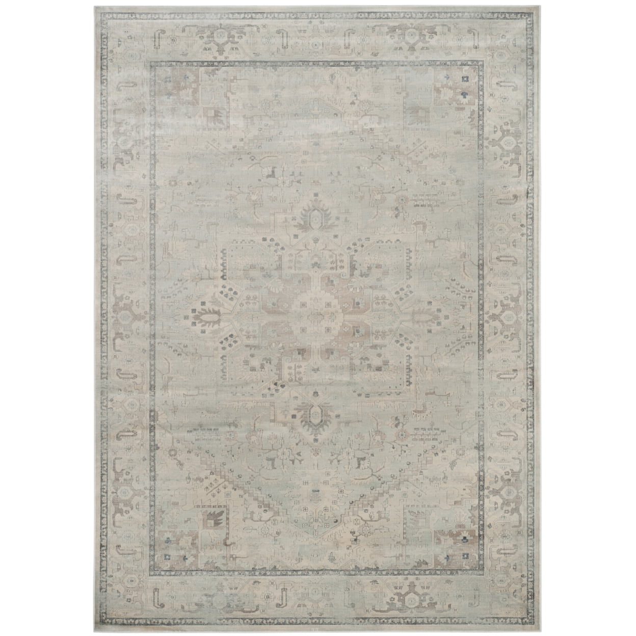 Light Blue Rectangular Viscose Reversible 9' x 12' Area Rug