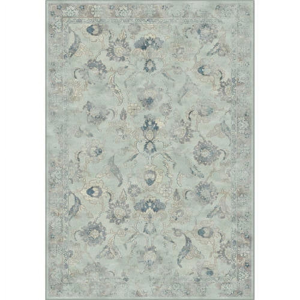 Light Blue Hand-Knotted Viscose Oriental Runner Rug