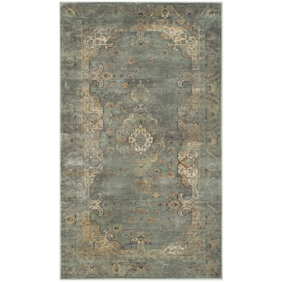 SAFAVIEH Vintage Cennetig Bordered Area Rug, Grey/Multi, 3'3" x 5'7"