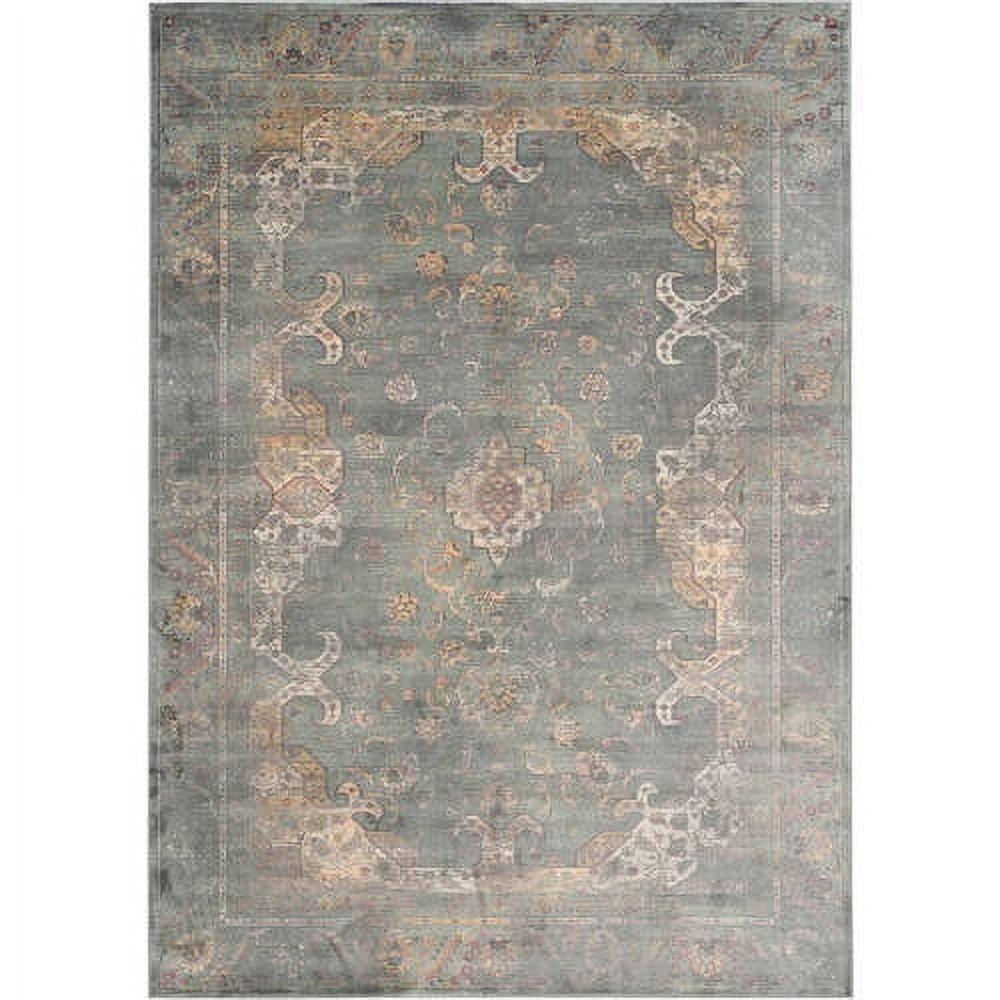 Reversible Gray Floral 9' x 12' Rectangular Viscose Rug