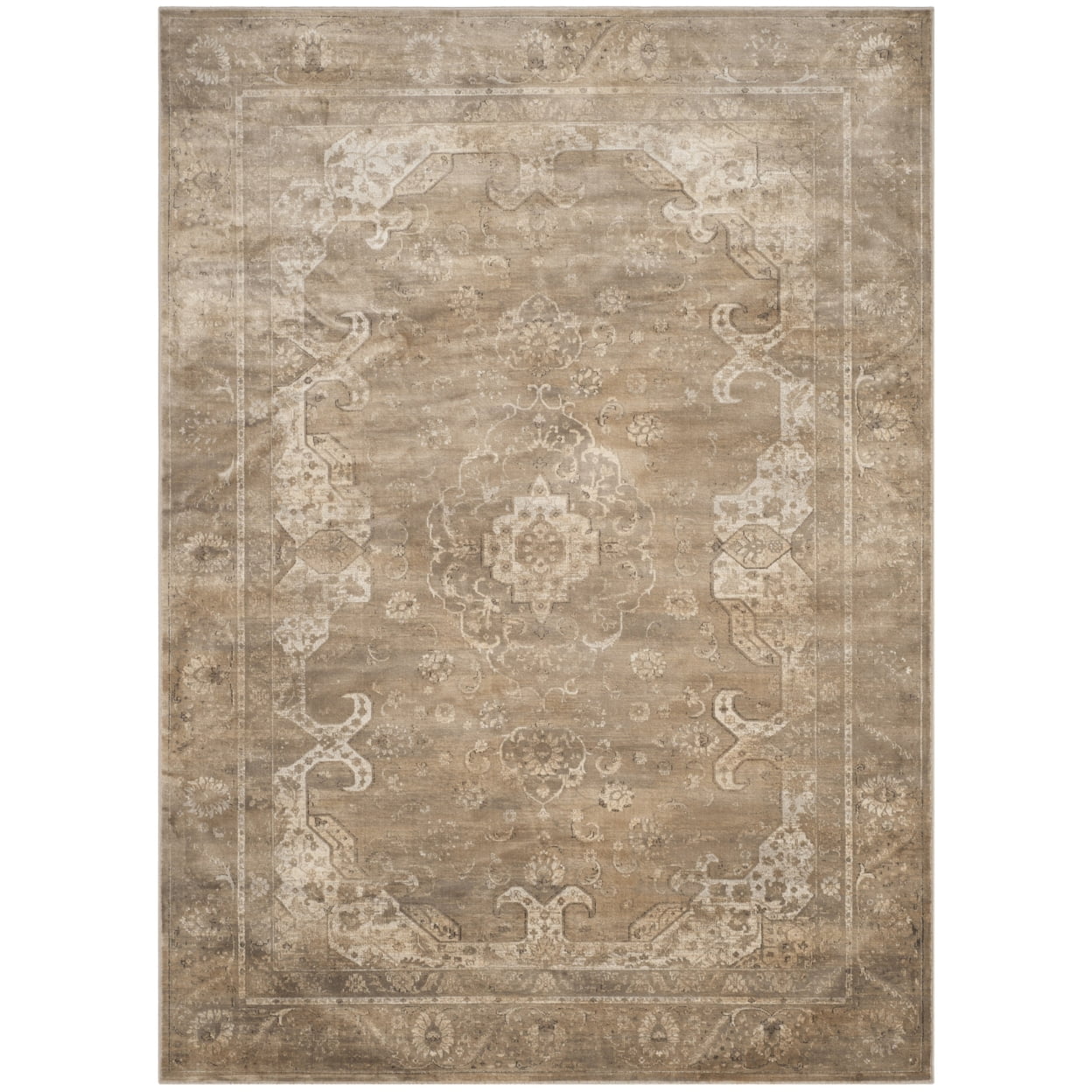 Elegant Mouse Floral Hand-Knotted Viscose Area Rug - 6'7" x 9'2"