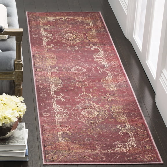 Safavieh Vintage Rug Collection Bordered, Oriental, Camouflage Power Loomed Purple/Fuchsia Runner Rugs, 2'2" x 8' Runner