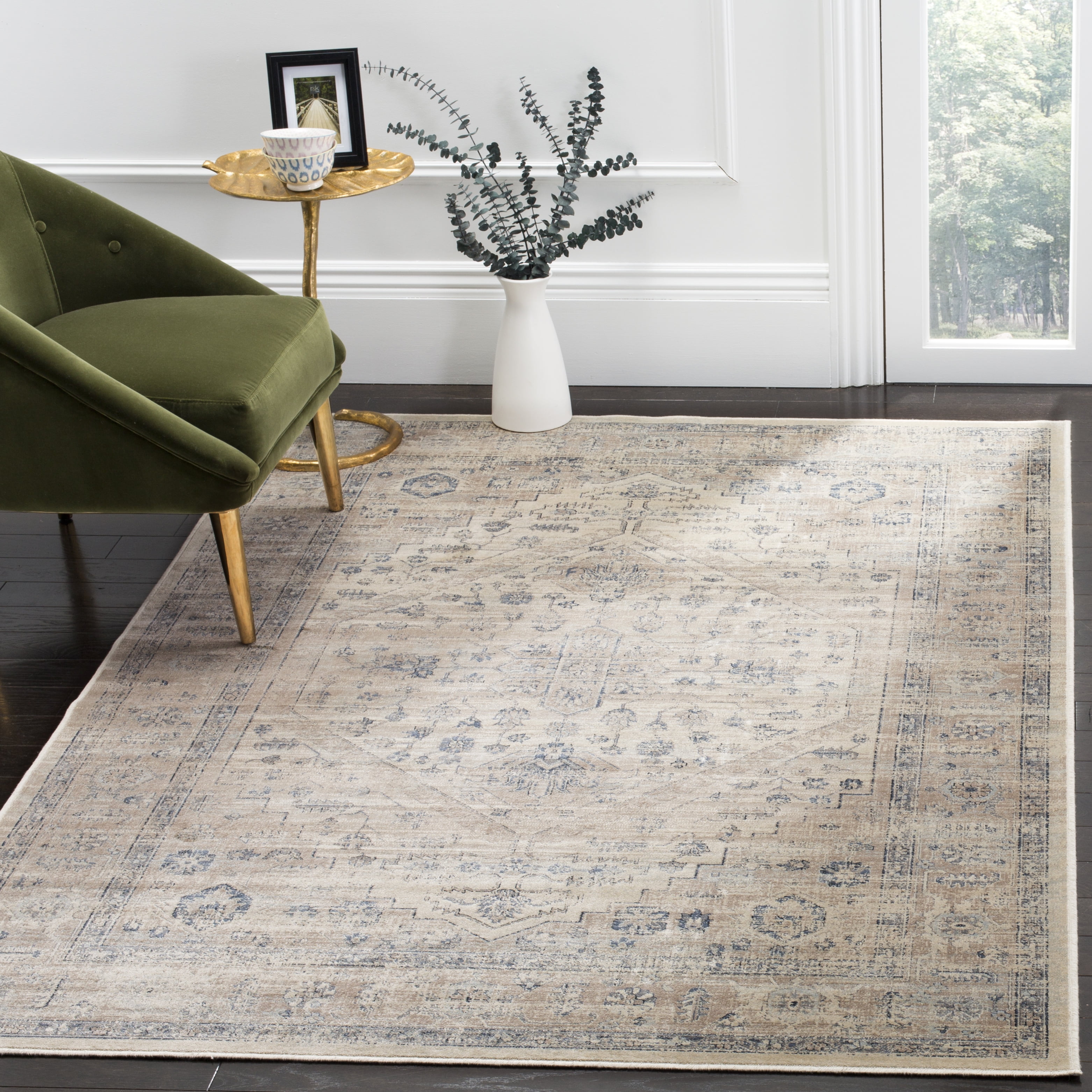 Elegant Stone-Blue Vintage Viscose Runner Rug - 2'2" x 8'