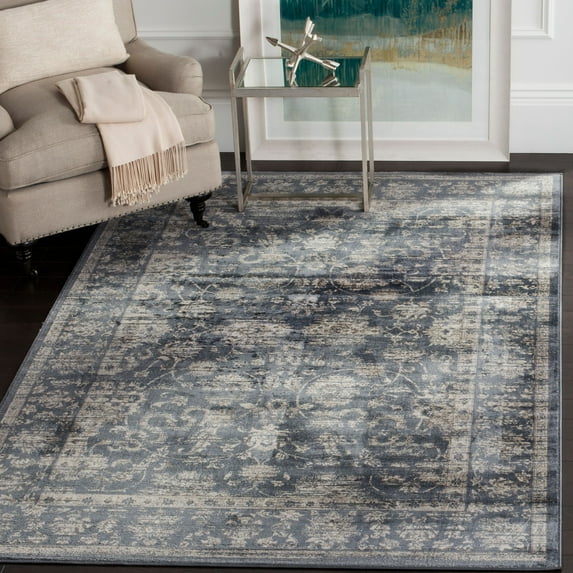 SAFAVIEH Vintage Embla Traditional Area Rug, Dark Blue/Cream, 4' x 5'7"