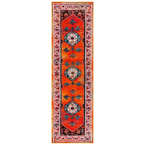 SAFAVIEH Vintage Hamadan Altan Oriental Runner Rug, Red/Blue, 2'3" x 8'
