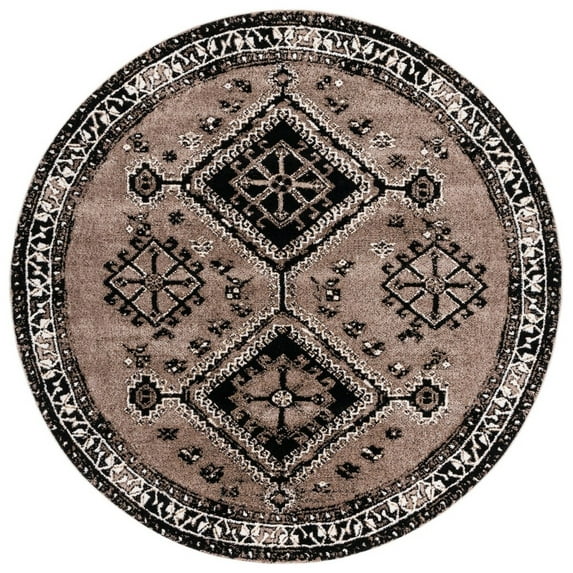 SAFAVIEH Vintage Hamadan Blathnaid Oriental Area Rug, Brown/Black, 6'7" x 6'7" Round
