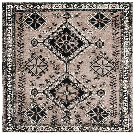 SAFAVIEH Vintage Hamadan Blathnaid Oriental Area Rug, Brown/Black, 6'7" x 6'7" Square