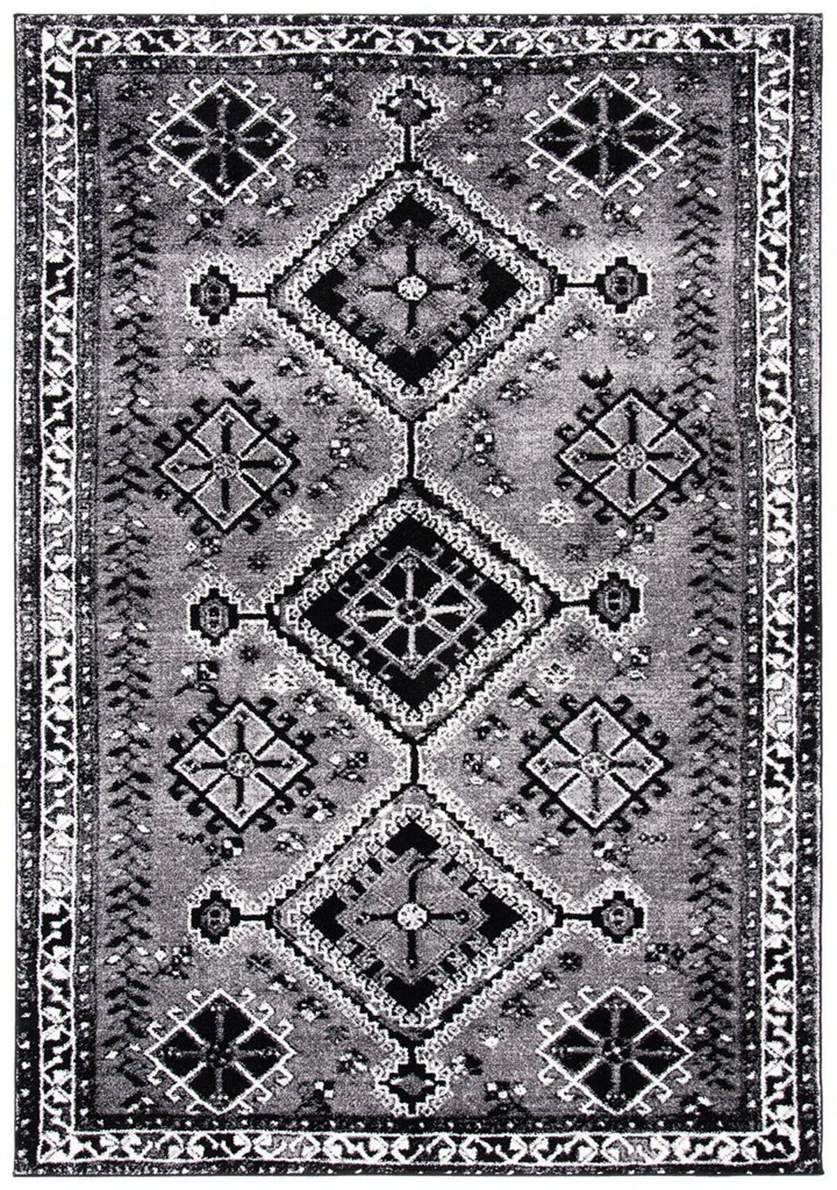Round Black Synthetic Non-slip Stain-resistant Rug, 47"