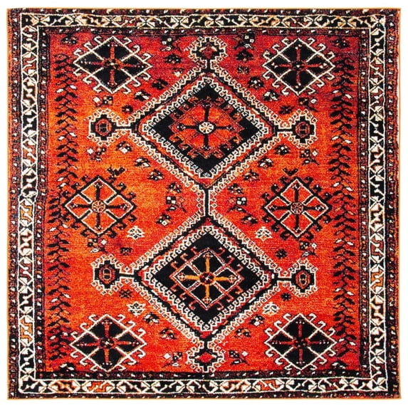 SAFAVIEH Vintage Hamadan Blathnaid Oriental Area Rug, Orange/Red, 6'7" x 6'7" Square